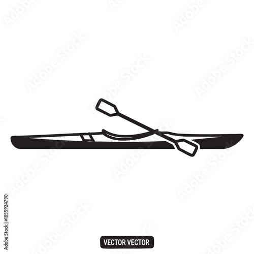 Flat kayak with paddles vector illustration for outdoor sports