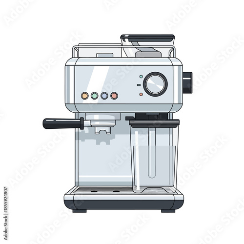 Elegant espresso machine illustration capturing the essence of modern coffee brewing appliances