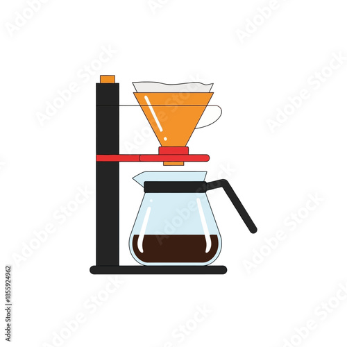 Minimalist coffee brewing device illustration showcasing elegance and preparation