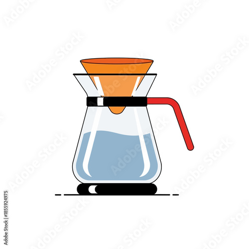 Minimalist Coffee Brewing Illustration Capturing Tranquility and Routine Delights