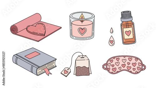 Mindful Moments: A curated collection of objects for self-care and relaxation. This arrangement evokes tranquility, perfect for a peaceful sanctuary.