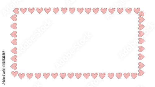 Love's Rectangular Embrace: A delicate frame of petite hearts elegantly encircles a blank space, evoking a sense of warmth, affection, and tender emotions.