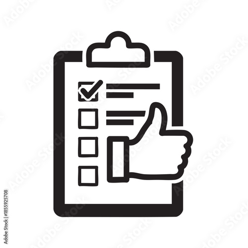 Hand with thumbs up holding a checklist on a clipboard