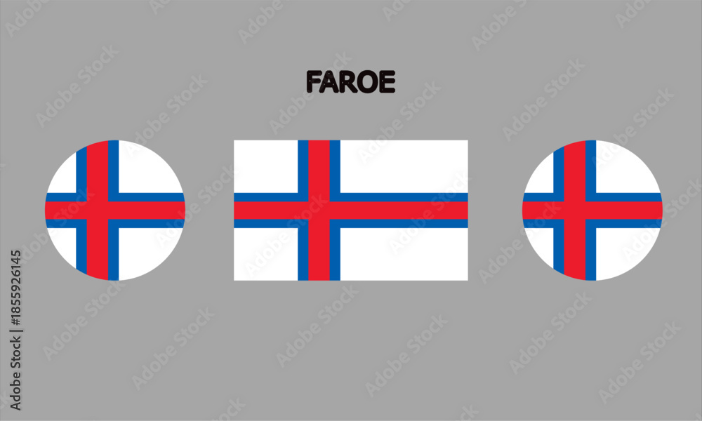 Obraz premium Flag of Faroe Islands in high quality (rectangle and circle shape)