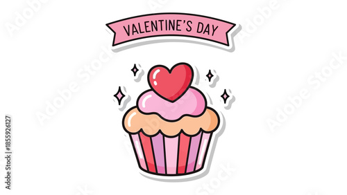 Valentine's Day Cupcake: A delightful illustration of a cupcake with a heart on top, celebrating love and affection.