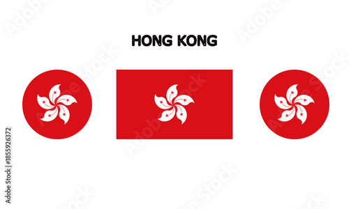 Flag of Hong Kong country in high quality (rectangle and circle shape)