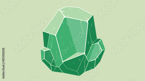 Illustration of a Green Crystal Cluster on a Light Green Background.