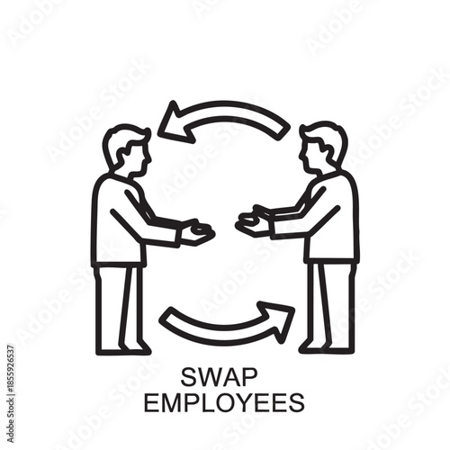 Illustration of two people swapping employees in a circular exchange