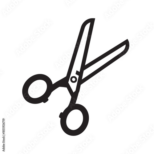 Isolated pair of scissors with sharp blades and finger loops