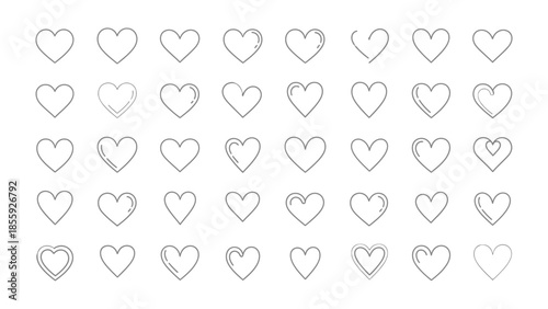 Array of Love: An artistic arrangement showcasing an array of heart illustrations, each intricately designed, representing the myriad facets of emotion and affection.