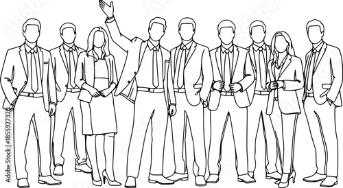 Silhouettes of people working group of standing business people vector