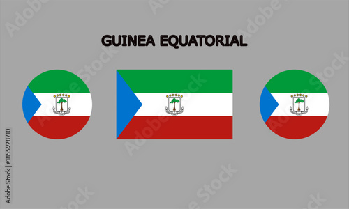 Flag of Equatorial Guinea country in high quality (rectangle and circle shape)