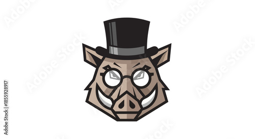 Whimsical boar portrait with sophisticated accessories showcases playful charm for graphic designers