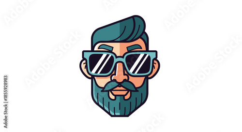 Stylized man with beard and sunglasses in cool tones illustration avatar profile