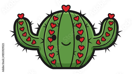 Cactus Love: A cute cactus illustration adorned with heart-shaped patterns, spreading the message of love and affection.