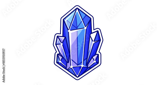 Illustration of a Blue Crystal Formation with Sharp Edges.