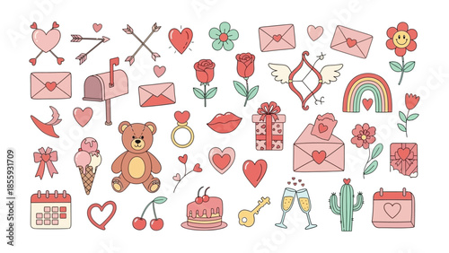 Valentines Day Doodle: A delightful illustration of Valentine's Day elements, encompassing love, romance, and affectionate expressions. A perfect visual for expressing feelings and celebrating love.