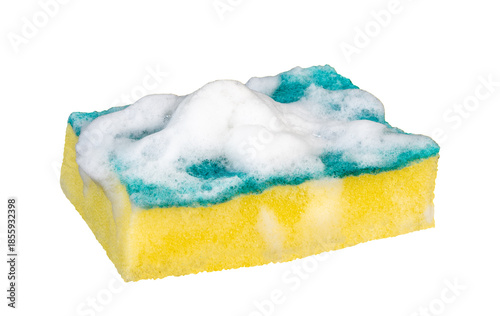 Canvastavla sponge with foam for washing dishes isolated on white