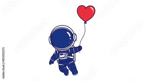Astronaut with heart-shaped balloon: An astronaut floats weightlessly through the inky blackness, a heart-shaped balloon. It's a surreal and touching image