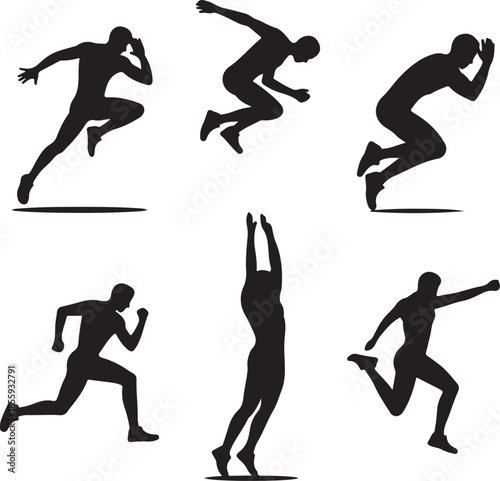 Silhouettes of Runners in Motion