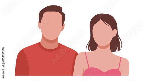 Anonymous Couple's Portrait: A close-up illustration of a couple standing together, exuding a sense of togetherness and affection, their identities veiled in anonymity.