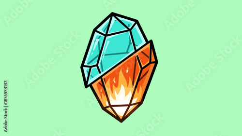 Dual-elemental crystal - Ice and fire merge in a captivating design.