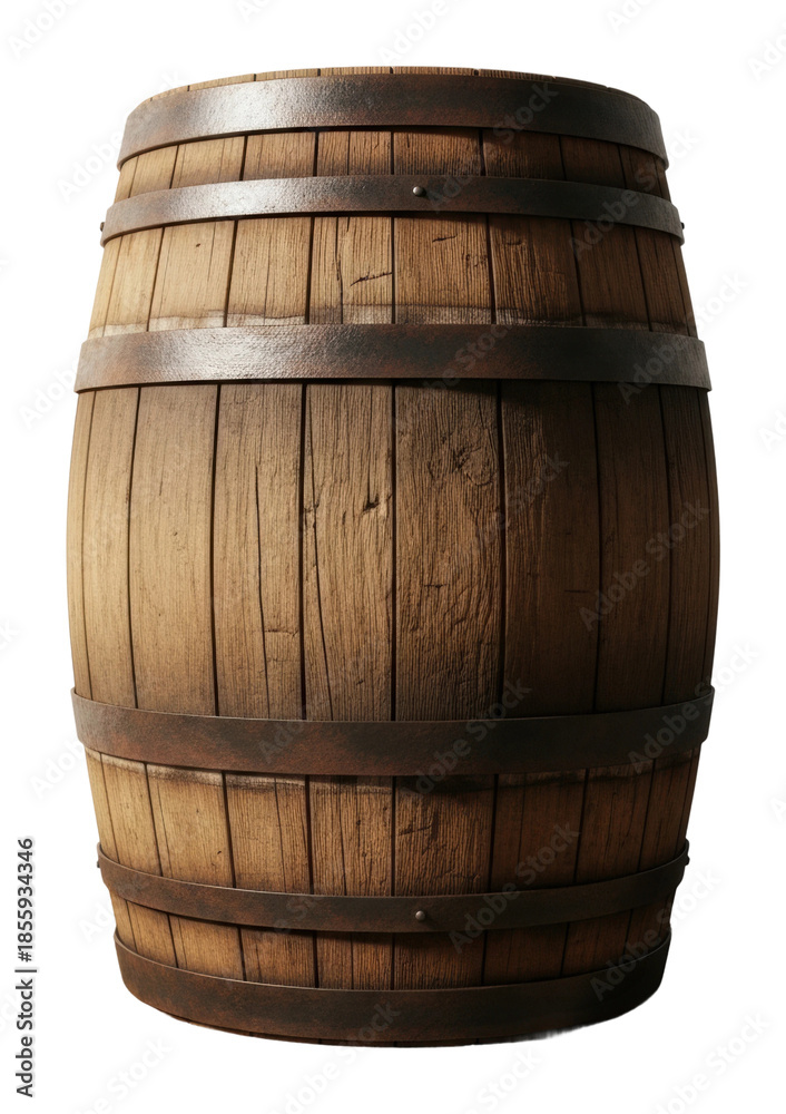 Fototapeta premium Crafting traditional wooden barrels workshop product isolated on transparent background
