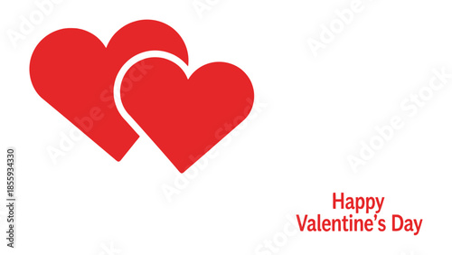 A Valentine's Day Greeting: Two intertwined red hearts celebrate romance. It's a design conveying love, passion and connection.