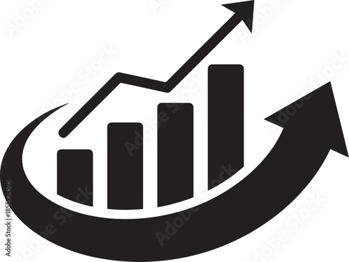An icon of a graph going up and an arrow going down
