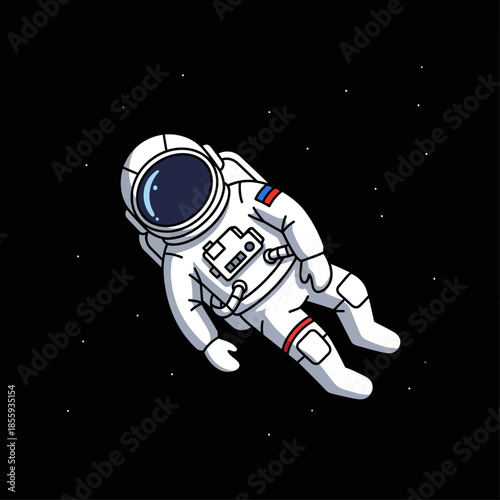 Whimsical astronaut floating peacefully amidst a star-studded cosmic expanse of the universe