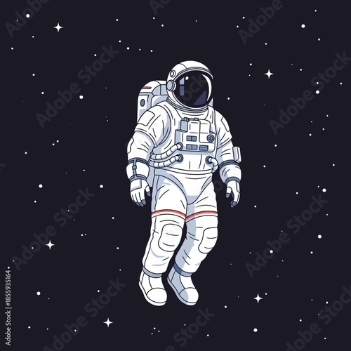 Astronaut floating amidst a cosmic expanse of twinkling stars in deep space view