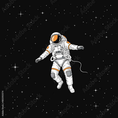 A serene astronaut floating amidst a sea of stars in the quiet expanse of space