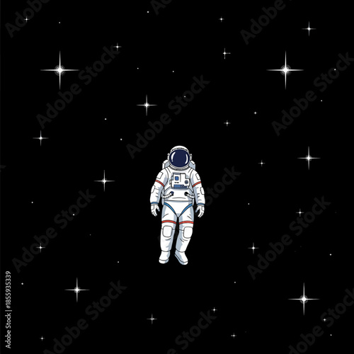 A solitary astronaut journeys amid a stellar display in the vastness of space exploration