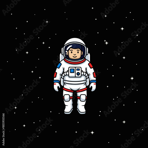 Cartoon astronaut venturing amidst stardust, embracing the vastness and endless possibilities