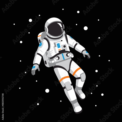 Astronaut floating in space surrounded by stars in a captivating illustration