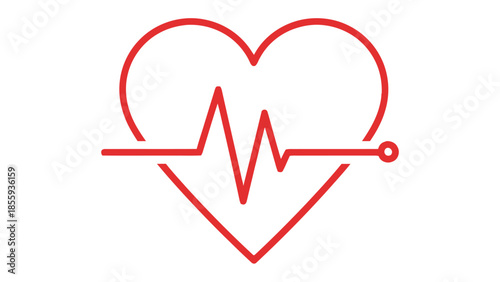 Health Symbol: A sleek, red heart encompassing a dynamic heartbeat waveform, symbolizing life, vitality, and well-being.