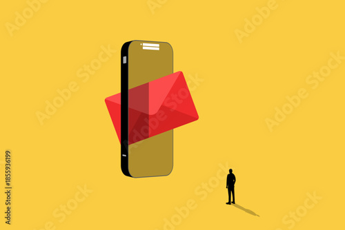 Businessman use online mobile for email communication, a new message alert, or digital marketing on a smartphone