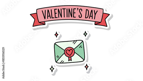 Valentine's Day Envelope: A romantic Valentine's Day envelope sealed with a heart-shaped emblem, floating gracefully against a serene backdrop