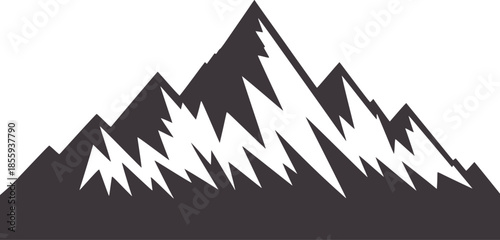 Black and white minimalist jagged mountain peak