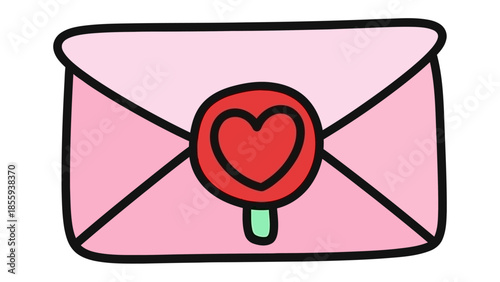 Love Letter: A charming and playful illustration of a sealed letter adorned with a heart-shaped emblem, representing feelings of affection, romance, and connection.