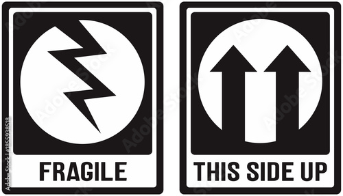 Two illustrations with symbolic meaning: fragile this side up