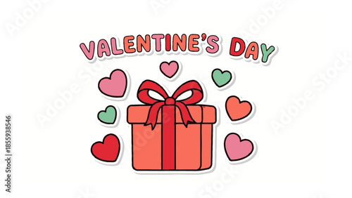 Valentine's Day Gift: Captivating image captures the essence of love with a gift box and vibrant hearts, symbolizing affection and togetherness. 