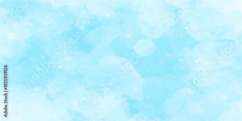 Abstract blue watercolor background with a sky texture of winter snow and ice clouds on paper for a cold nature design
