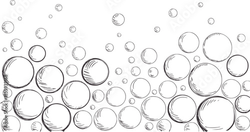 Hand drawn monochrome bubbles in varying sizes outline