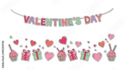 Valentine's Day Decorations: Capturing the spirit of romance, this image features an array of colorful Valentine's Day decorations, perfect for conveying messages of love and affection.