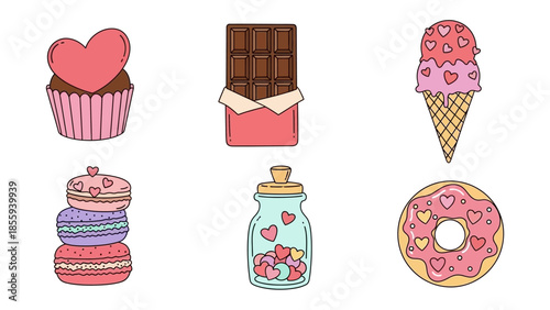 Sweet Treats's Delight: An assortment of delectable sweets are presented, with each treat crafted as an artistic display. Each represents the expression of indulgence.