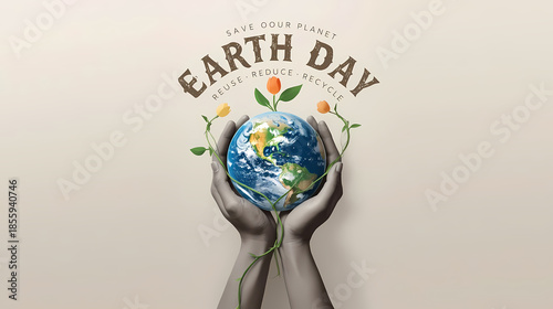 Celebrate earth day with sustainability illustration