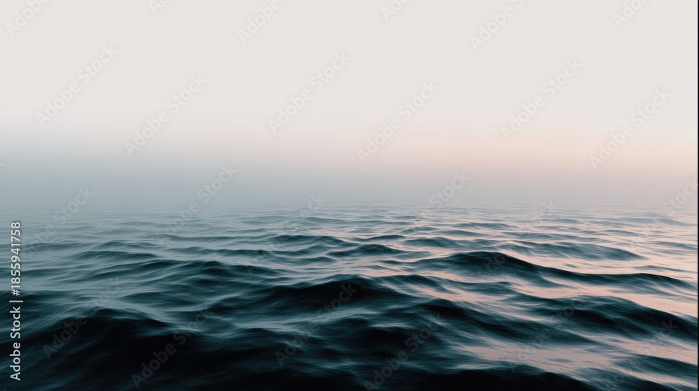 Obraz premium Calm ocean horizon, sea wave texture, soft morning light, tranquil seascape, misty atmosphere, open water