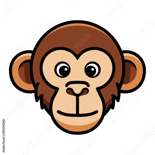 Adorable monkey face illustration with playful eyes in cartoon animal character design