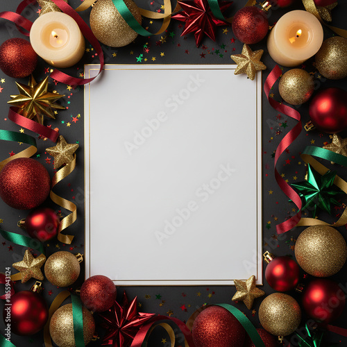 Luxury holiday background with gold and colorful ornaments